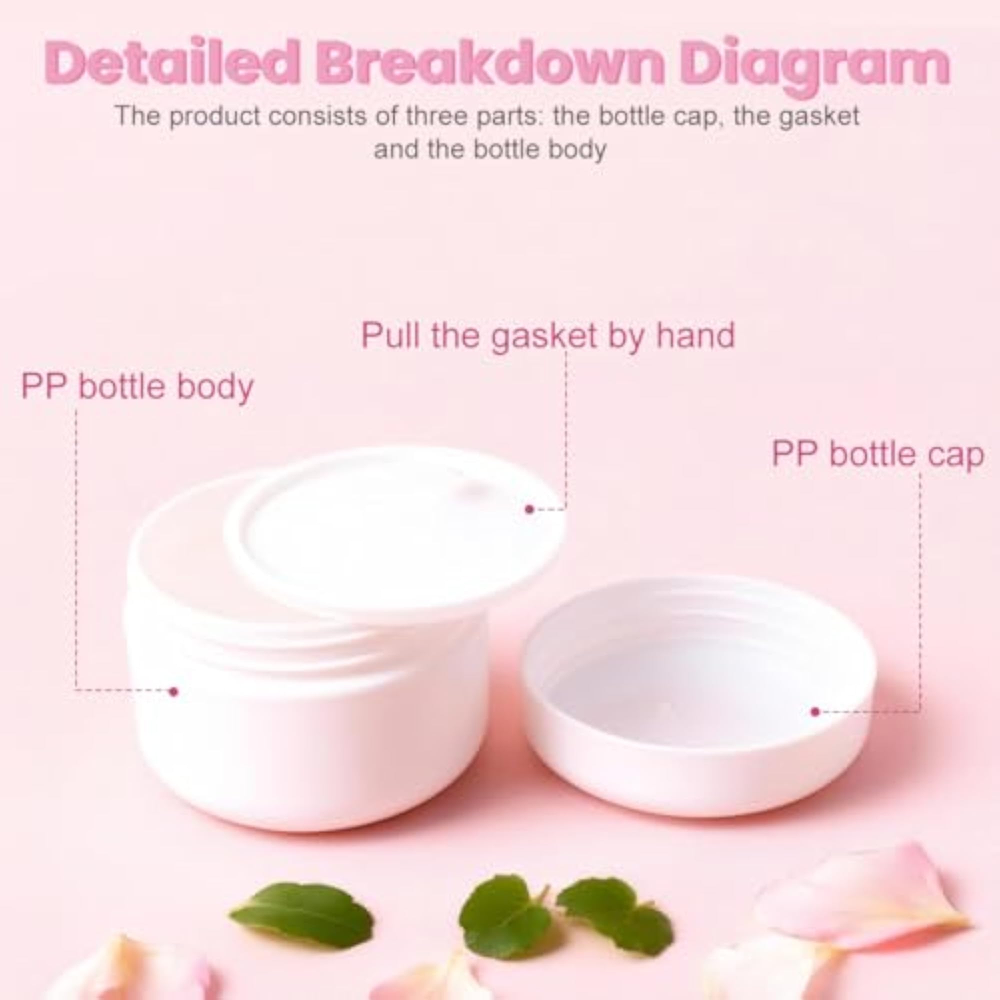 6Pcs Refillable White Plastic Cosmetic Sample Jars